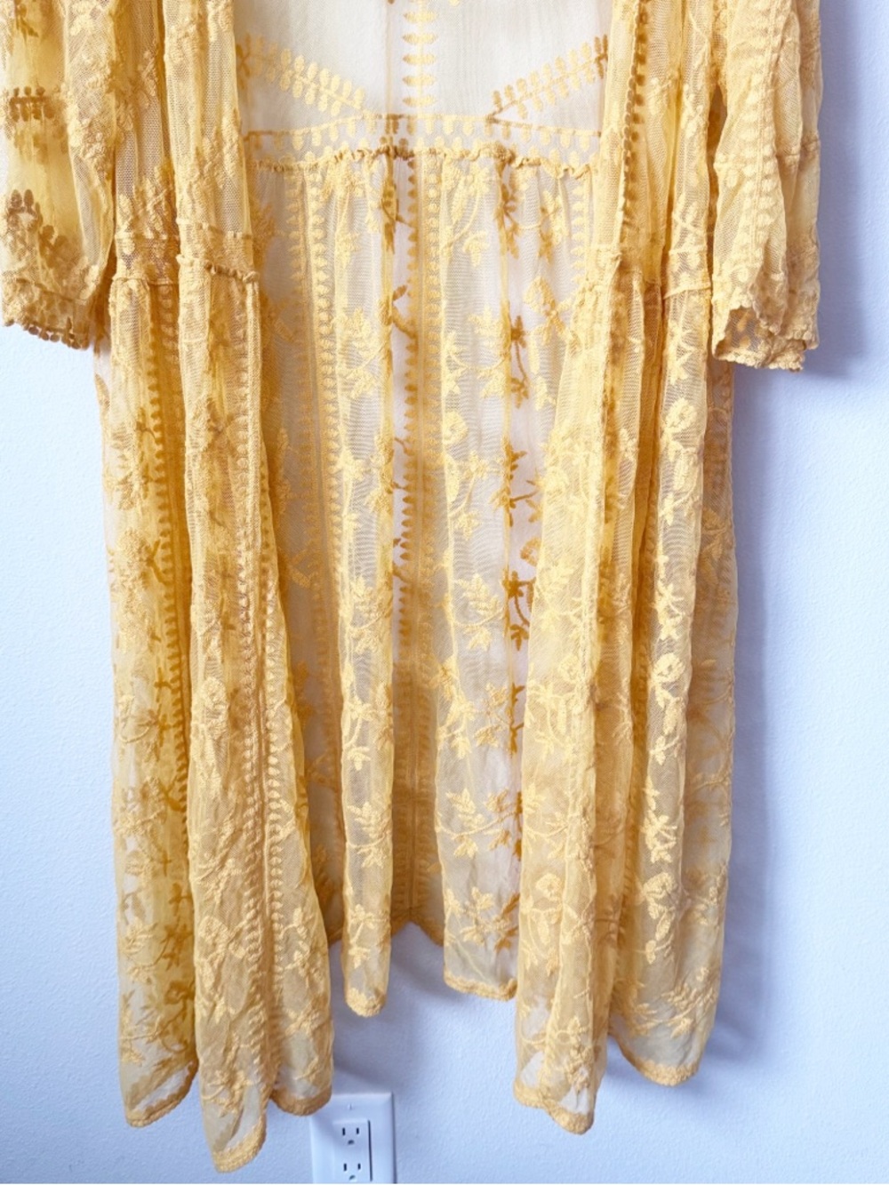 Lane Bryant Yellow Sheer Embroidered Kimono - Picture 4 of 11